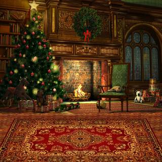 Xmas fireplace wallpaper