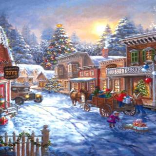 Xmas village wallpaper