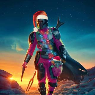 Mandalorian Xmas wallpaper