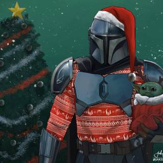 Mandalorian Xmas wallpaper