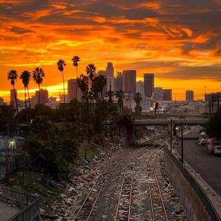 Los Angeles sunset 4k wallpaper