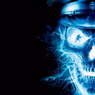 Neon blue skulls wallpaper