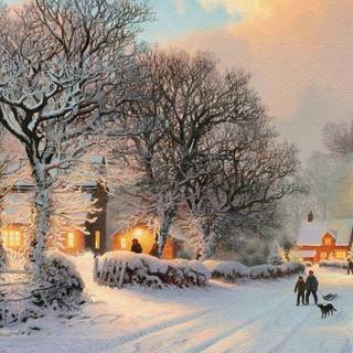 Winter painting HD wallpaper