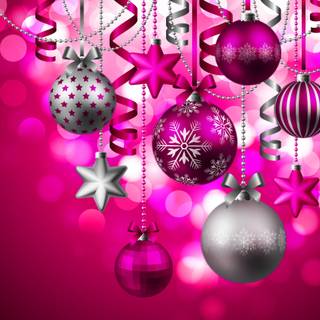Pink Christmas ornaments wallpaper