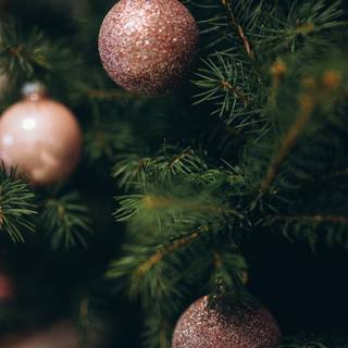 Pink Christmas ornaments wallpaper