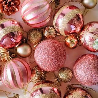 Pink Christmas ornaments wallpaper