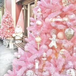 Pink Christmas ornaments wallpaper