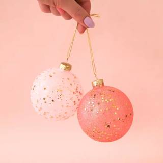 Pink Christmas ornaments wallpaper