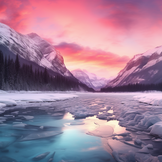 Pink lake winter wallpaper
