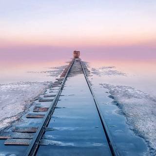 Pink lake winter wallpaper