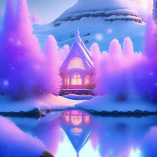 Pink lake winter wallpaper