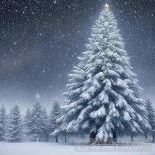 Snowy Xmas tree wallpaper