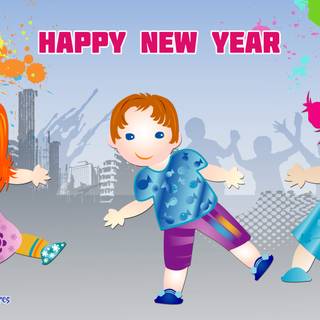 Happy New Year kids wallpaper