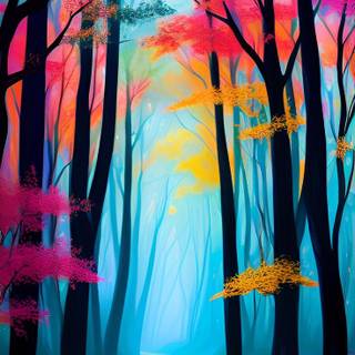 Rainbow forest wallpaper