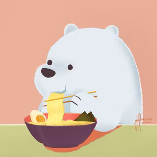 Bear eating ramen wallpaper