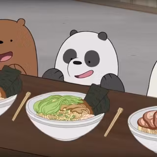 Bear eating ramen wallpaper