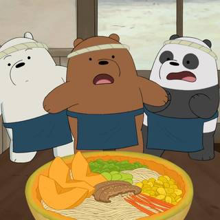 Bear eating ramen wallpaper