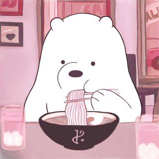 Bear eating ramen wallpaper