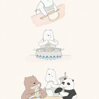 Bear eating ramen wallpaper