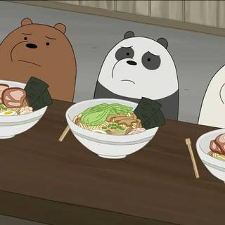 Bear eating ramen wallpaper
