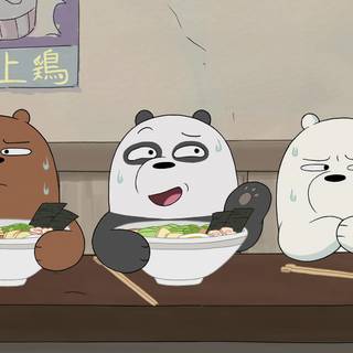 Bear eating ramen wallpaper