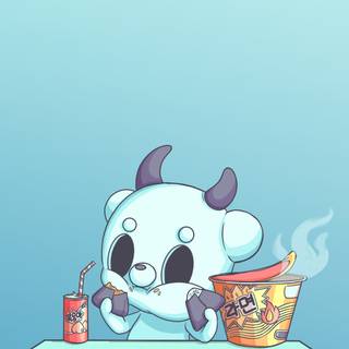 Bear eating ramen wallpaper