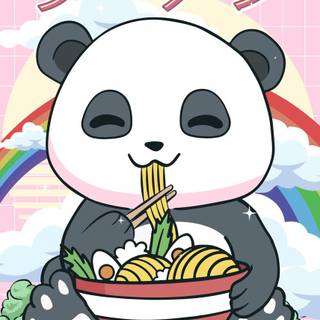 Bear eating ramen wallpaper