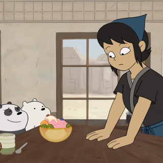 Bear eating ramen wallpaper