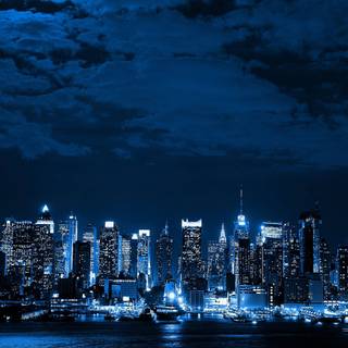 Dark blue city wallpaper
