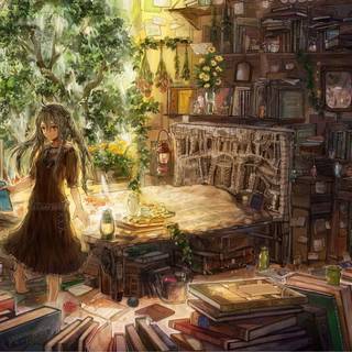 Study room anime wallpaper