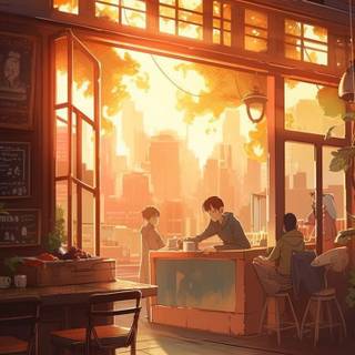 Study room anime wallpaper