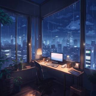 Study room anime wallpaper