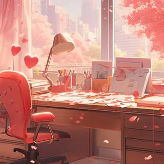 Study room anime wallpaper