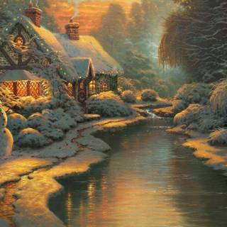 Christmas cottages wallpaper