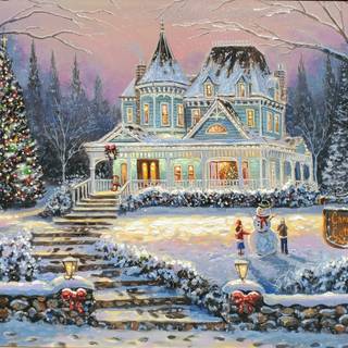 Christmas cottages wallpaper