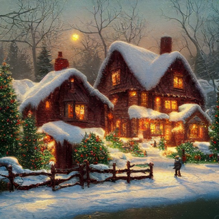 Christmas winter cottage wallpaper
