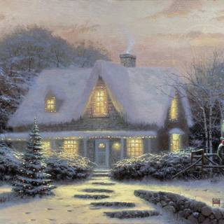 Christmas cottages wallpaper