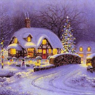 Christmas cottages wallpaper