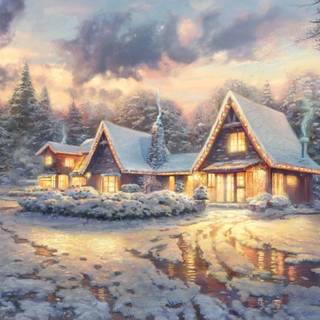 Christmas cottages wallpaper