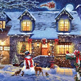 Christmas cottages wallpaper