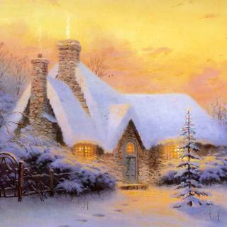 Christmas cottages wallpaper