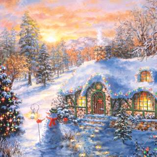 Christmas cottages wallpaper