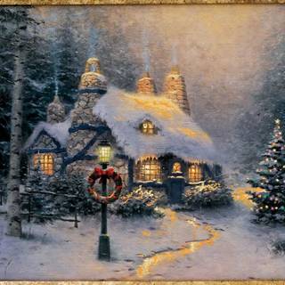 Christmas cottages wallpaper