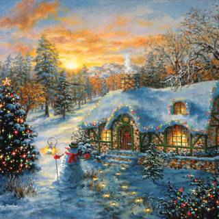 Christmas cottages wallpaper