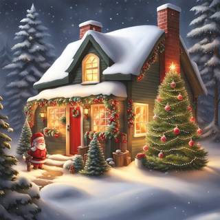 Christmas cottages wallpaper