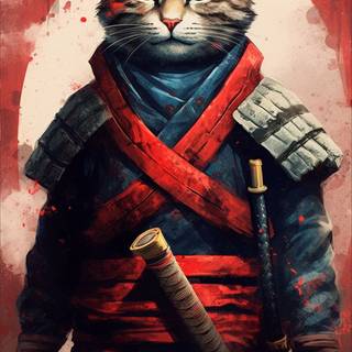 Cat samurai phone wallpaper
