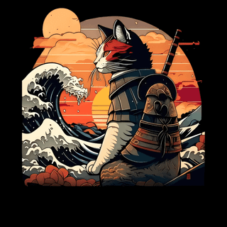 Cat samurai phone wallpaper