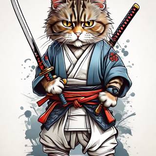 Cat samurai phone wallpaper