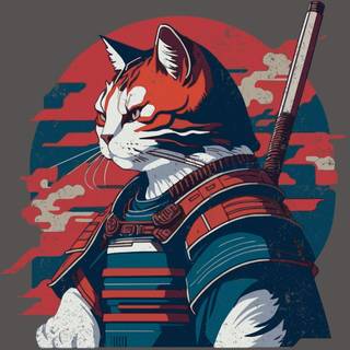 Cat samurai phone wallpaper