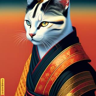 Cat samurai phone wallpaper